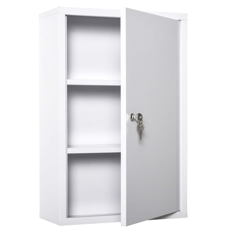 Armoire à pharmacie murale en acier avec 3 niveaux, conception verrouillable pour la salle de bain et la cuisine, solution de rangement sécurisée