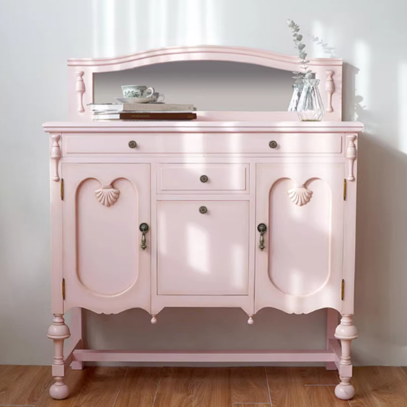 Commode rose en bois massif avec