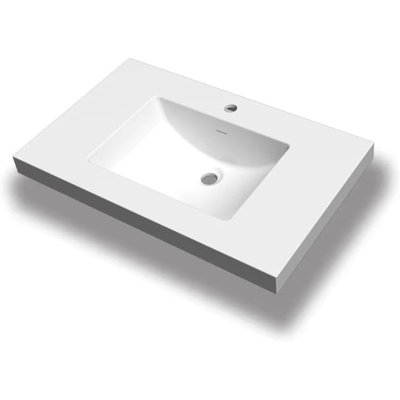 31" One-Piece Integrated Vanity Top & Sink – Matte White Solid Resin, Single Faucet Hole, For Floating Vanities