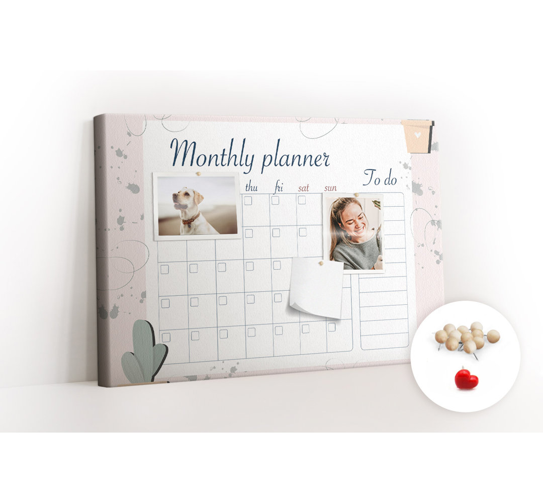 Wall Mounted cork board with print decorative wall notice boards decorative bulletin board ideas Monthly planner