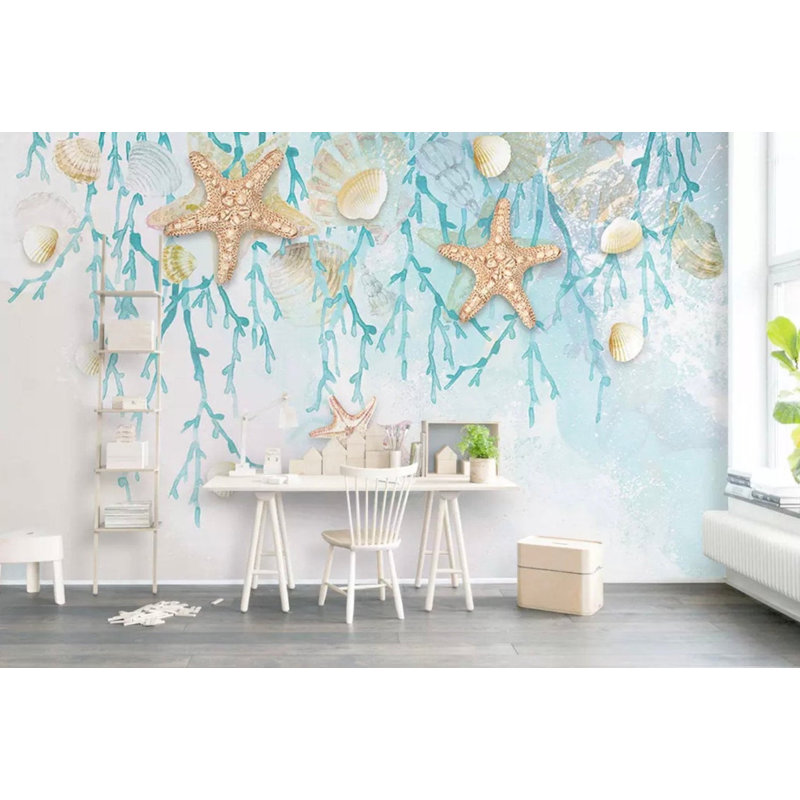 Papier peint amovible avec coquillages sous-marins, L 48,96 po x l 75 po