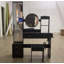Ensemble coiffeuse avec miroir DEL rond et tabouret rembourré-1655423376