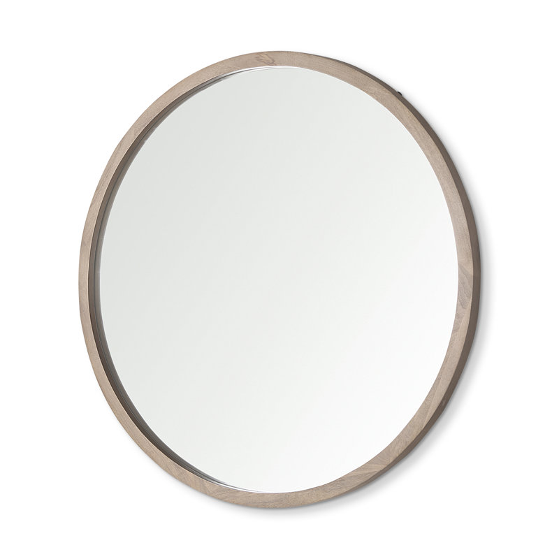 Miroir rond en bois massif Carper, Brun