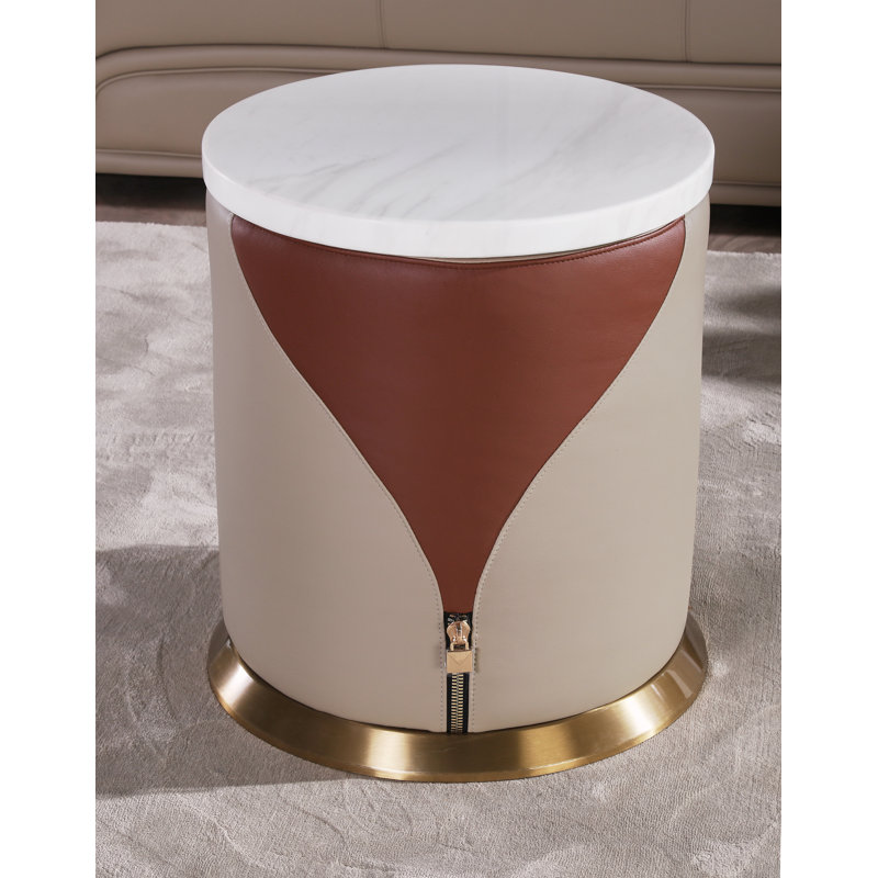 End Table, Beige/Cognac