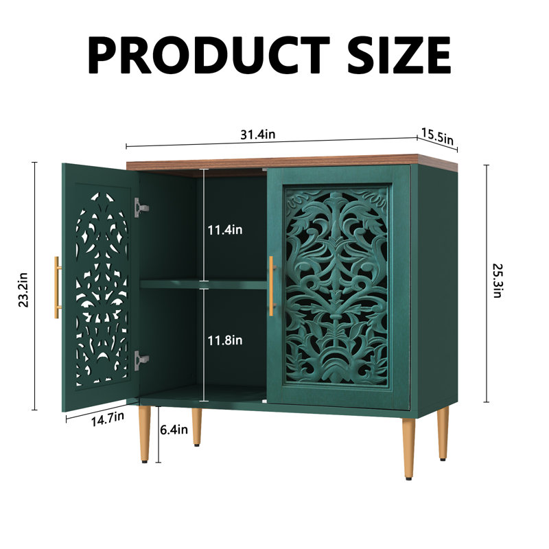 Buffet 31,4 "sculpté, vert, Vert