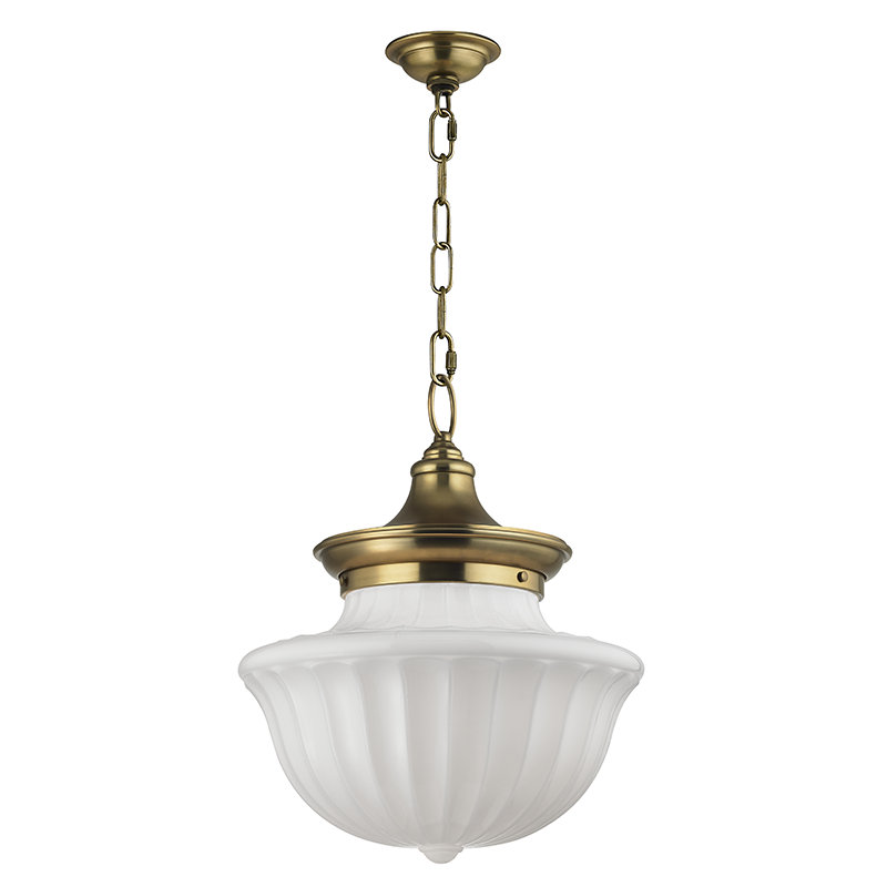 Maisie Single Light Glass Pendant, Aged Brass, 72.5" H x 15" W