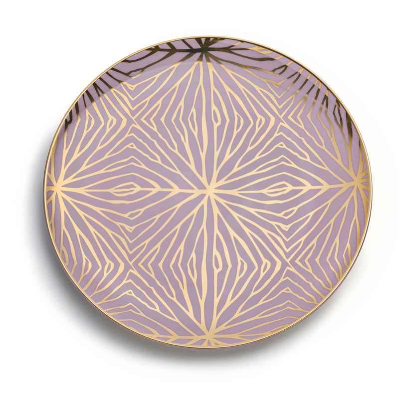 Handmade Ceramic Gold Rim Round Salad/Dessert Plates Set