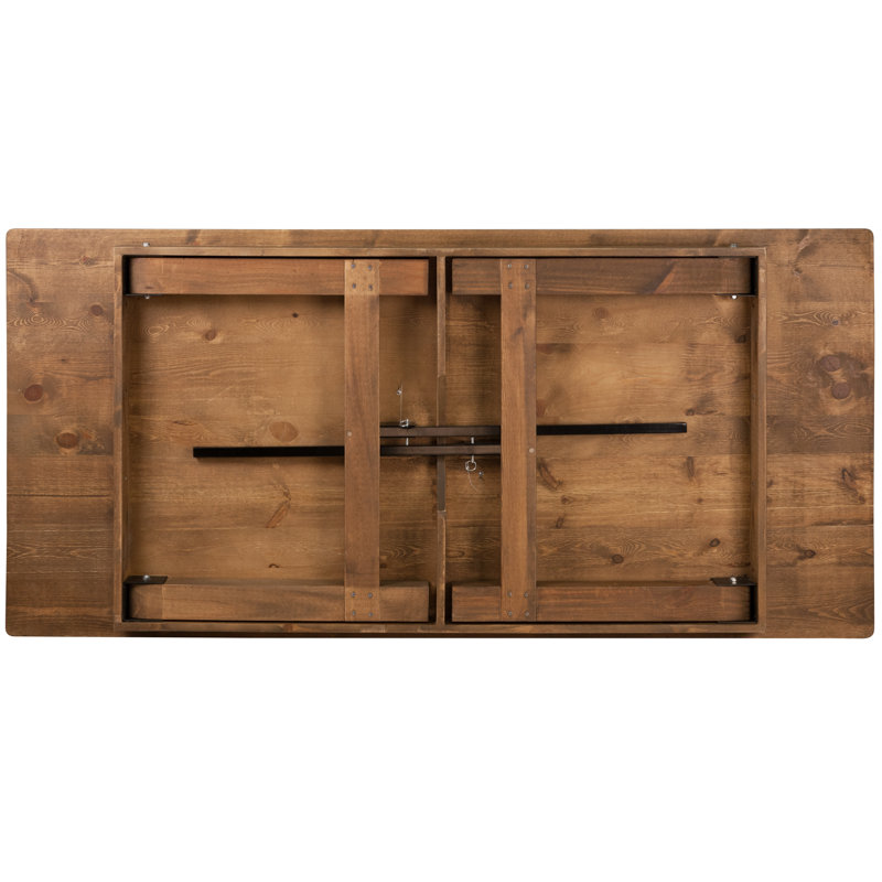 Dejon Rectangular Rustic Solid Pine Folding Dining Table by Flash Furniture, 30"H x 84"L x 40"W, Antique Rustic