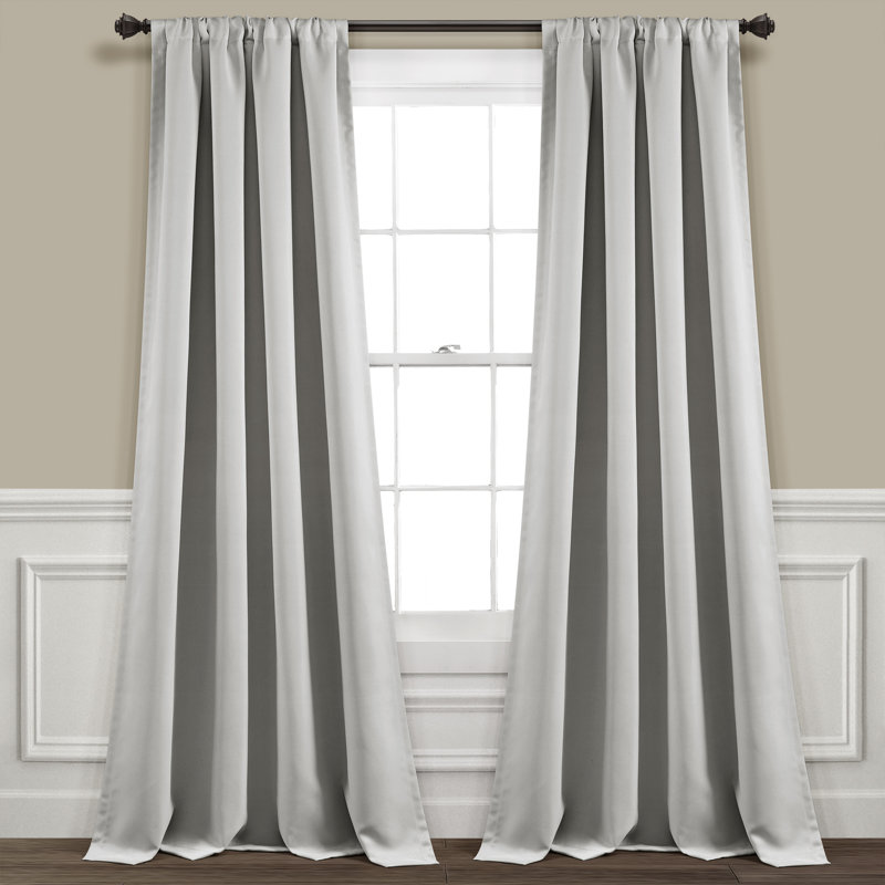 Paire de rideaux occultant de couleur unie avec passe-tringle, Gris pale, l 52" x L 84"