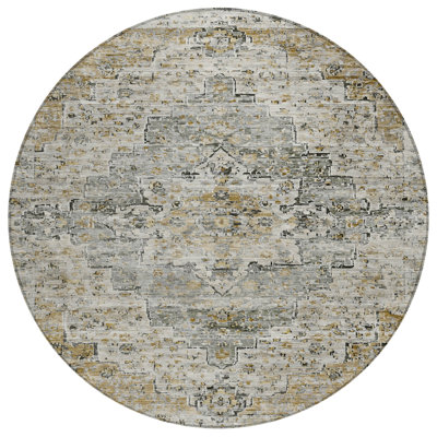 Machine Washable Indoor/Outdoor Xhevrie Taupe Rug