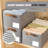 4 Pack Closet Clothes Organizer Bins – Fabric Storage Box, Steel Frame, Stackable & Foldable, 23L, Gray