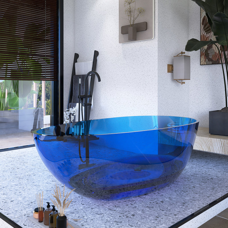 64'' x 29.6'' Freestanding Soaking Resin Bathtub