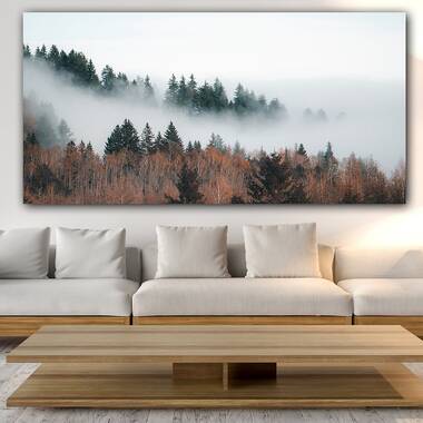 Foggy Pine Tree Forest Wall Art - Large Framed Hanging Canvas – Hangout Home