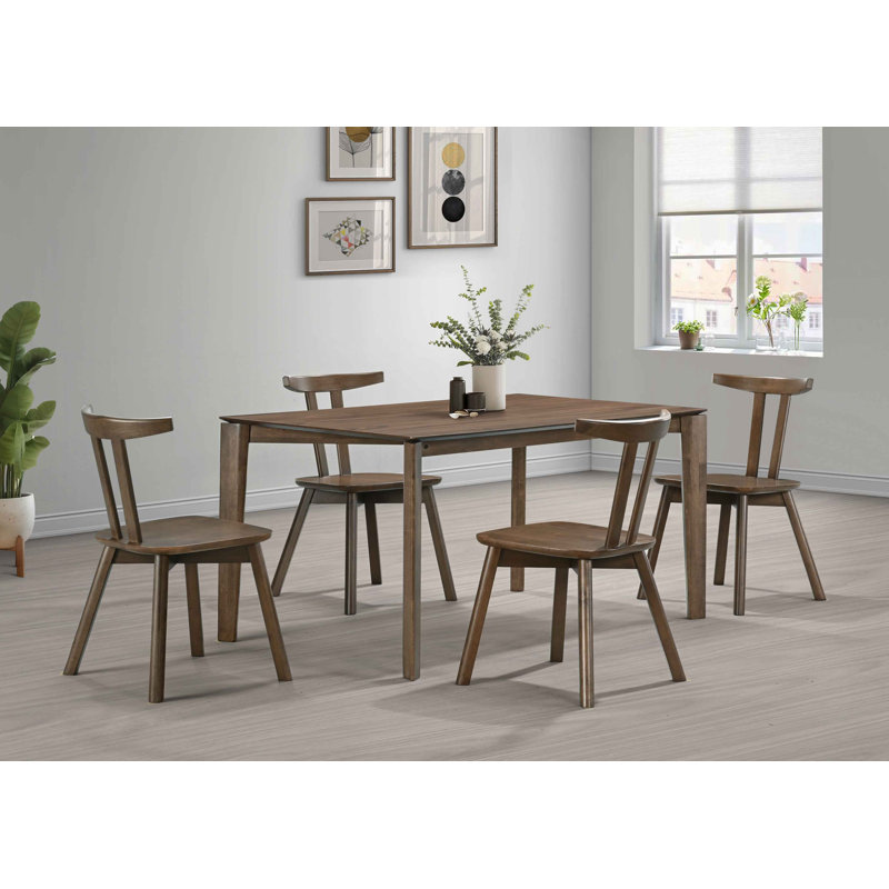 Ensemble de salle à manger rectangulaire en bois massif pour 4 personnes Sierra, Brown