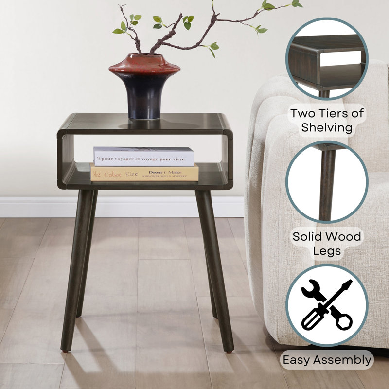 Kays End Table with Shelf, Dark Mocha