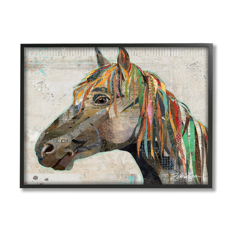 «Farm Horse Animal Portrait», H 11 po x l 14 po x P 1,5 po, Giclée encadrée noir minuit