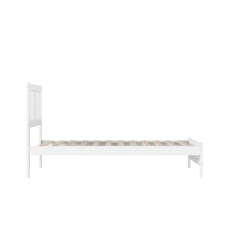 Lit en bois massif Jordon, Blanc, Simple