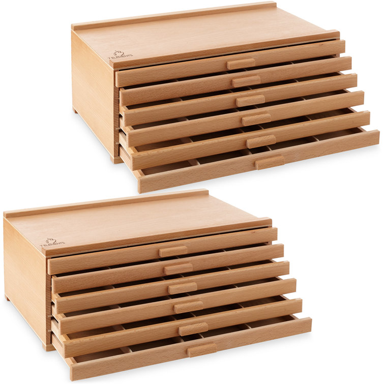 12 Drawer Beechwood Art Supply Storage Box