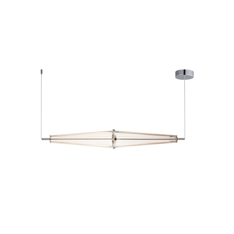 Luminaire suspendu géométrique à 3 lumières DEL en chrome poli Alic, H 5,25 po x l 35,5 po x P 5,25 po