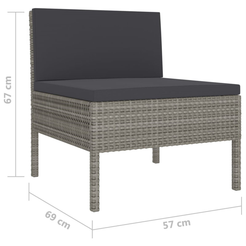 Méridienne 6 pièces avec coussins Millersville, Anthracite, gris