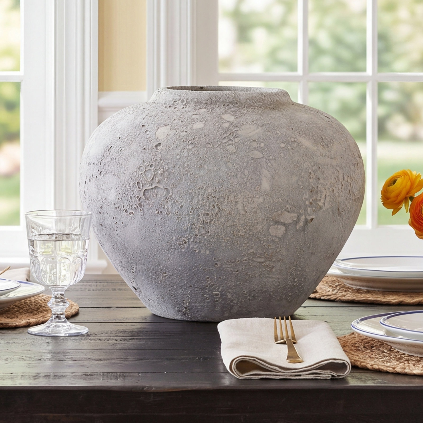 Tofino Ceramic Table Vase, 7" H x 9.85" W x 10" D