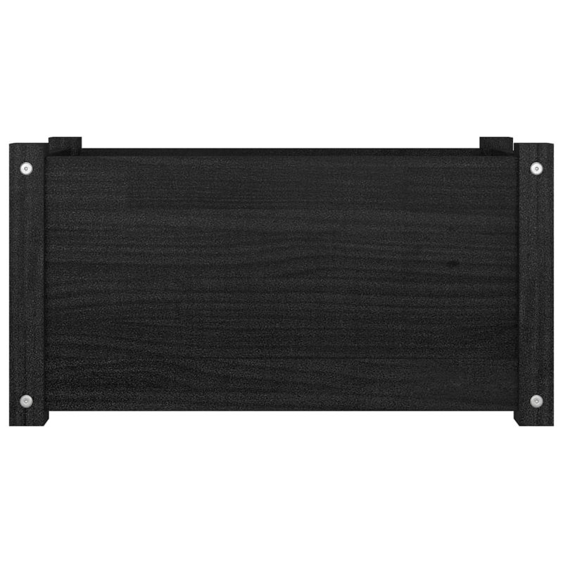 Lisbon Wood Pot Planter, Black, 12.2" H x 23.6" W x 12.2" D