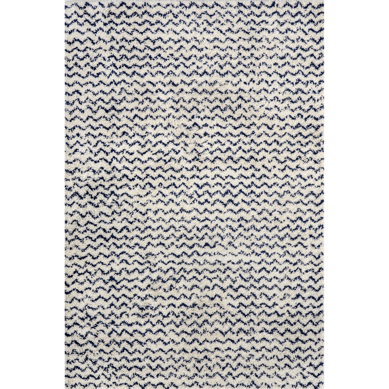 Tapis bleu marine à poils longs Batts, Rectangle 4 pi x 6 pi