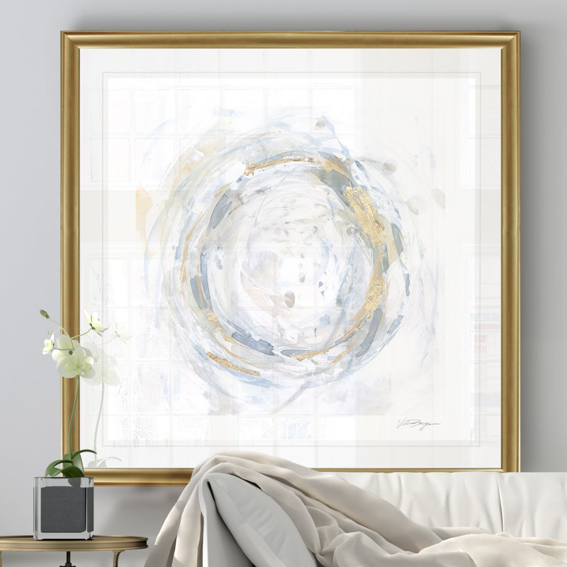 «E Halcyon Whirl II», peinture sur toile, Cadre doré, H 26,5 po x l 26,5 po x P 1,5 po