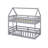 Twin Over Twin House Bunk Bed With Fence-779908318