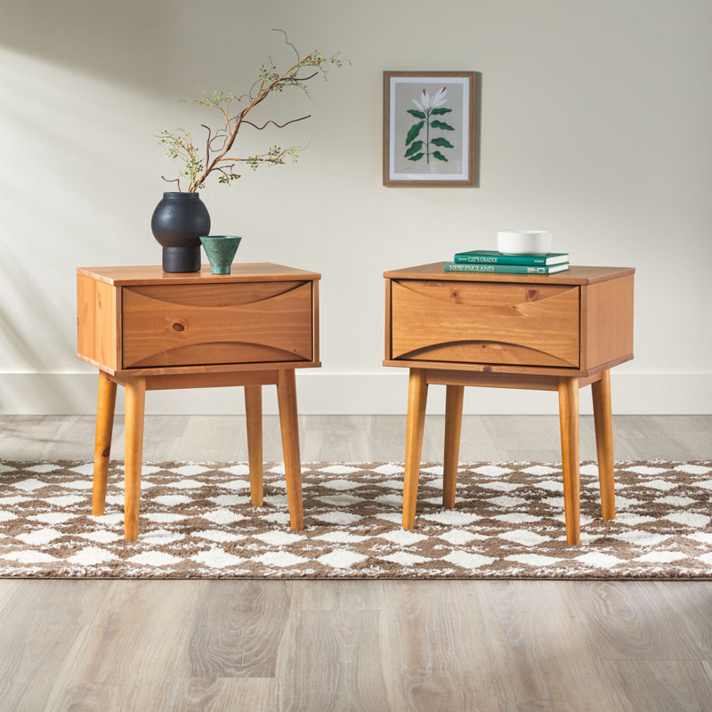 Chastina 1-Drawer Solid Wood Nightstands, Caramel
