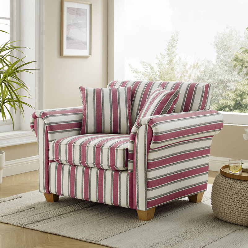 Divanique 40.94'' W Upholstered Accent Chair, Red Stripe  Polyester Blend