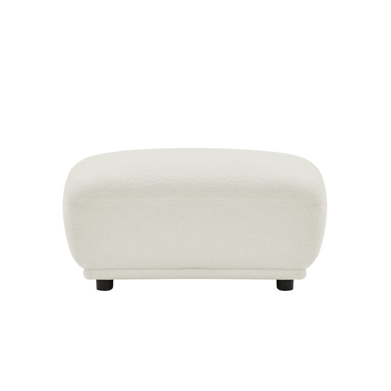 Upholstered Ottoman, White Wool