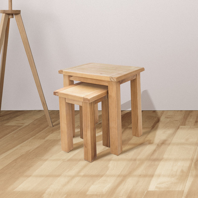 Table gigogne en bois massif 2 pièces, Bois naturel, Bois naturel