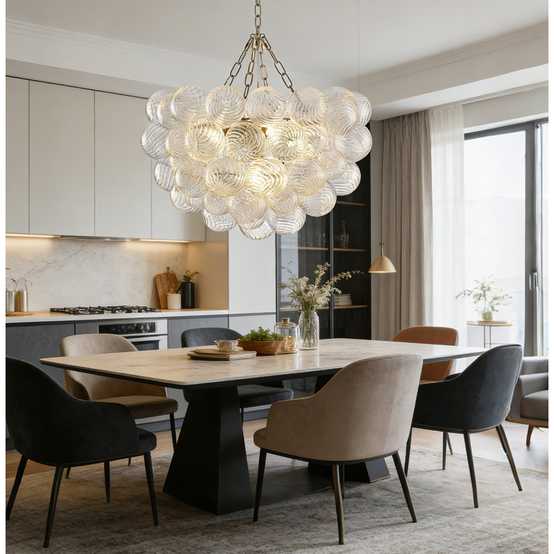 Lustre en verre de Murano soufflé à la main 24 lumières 5 lumières avec cadre laiton doré 24 pouces, 5 lumières