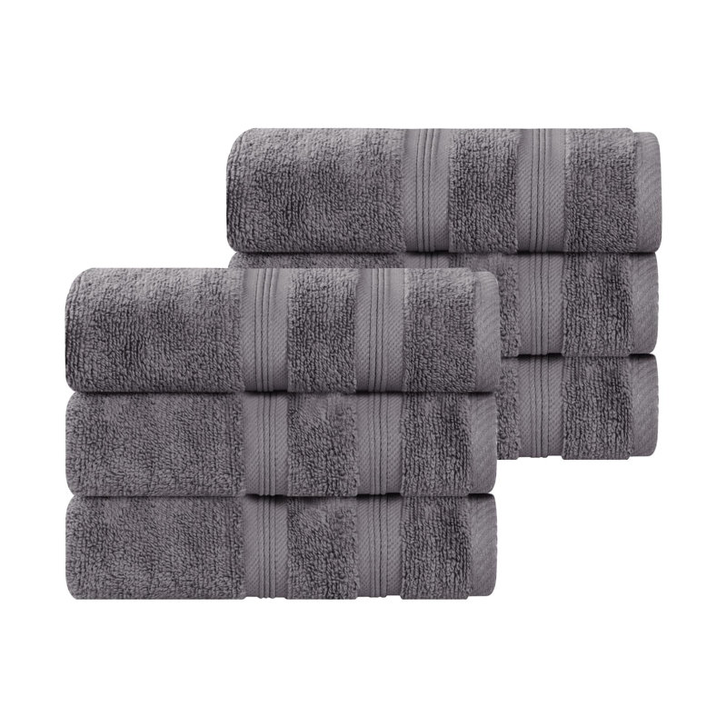  Essuie-mains en coton Smart Quick-Dry Zero Twist, ensemble de 6, Gris