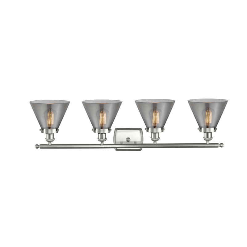 Éclairage pour meuble-lavabo 4 lumières 38 po Ballston Urban Cone, Nickel satiné brossé, Clair