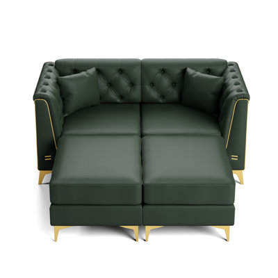 Causeuse 2 places avec 2 coussins et 2 repose-pieds