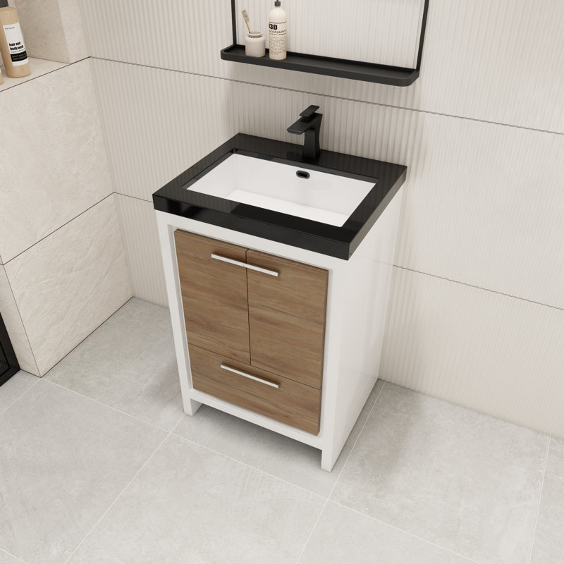 Ensemble de meuble-lavabo simple 24 po Aneko, Chêne naturel