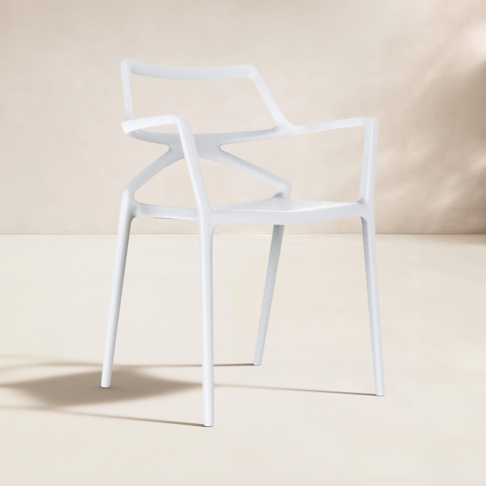 Delta Stackable Patio Armchair, White