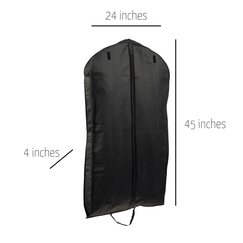 Black Breathable Polypropylene Suit Garment Bag with Handles