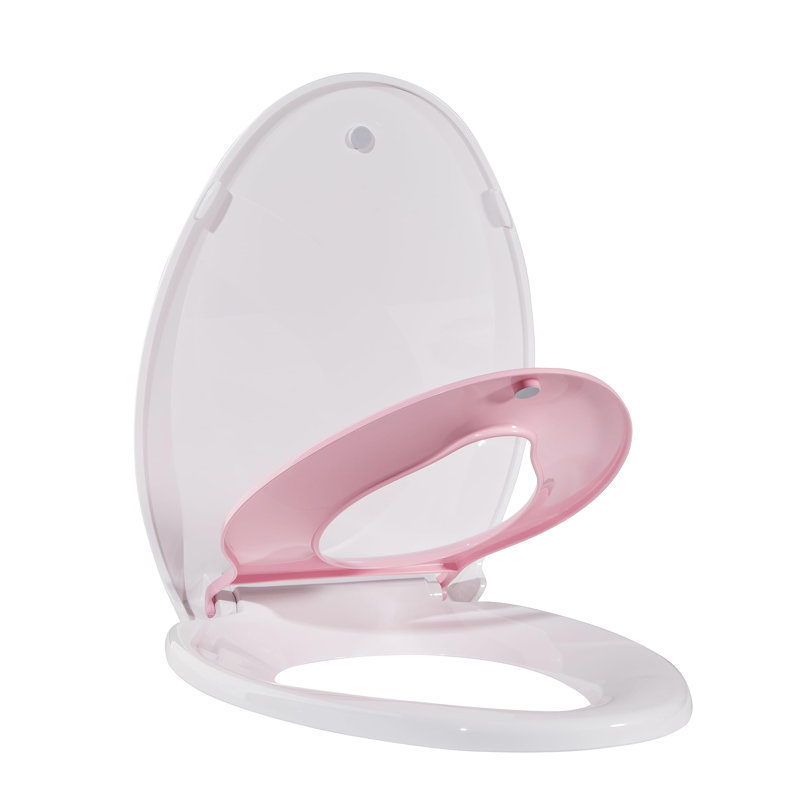 Toilet Seat With Toddler Seat Built In, Elongated Toilet Seat For Potty Training, Fits Both Adults And Children, Pink