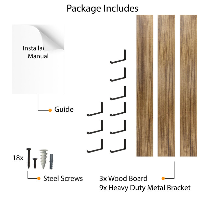 Wendye 3 Piece Paulownia Bracket Shelf
