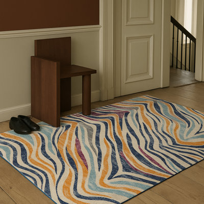 Tapis bleu abstrait Kymiere