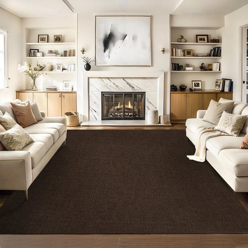 Large Washable Rug 9x12 Modern Minimalist Solid Color Rug Non Slip Non Shedding Living Room Carpet, Rectangle 9' x 12', Brown