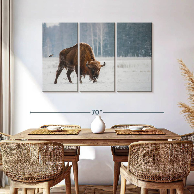 Brampt Bison In Snowy Forest, 36" H x 57" W