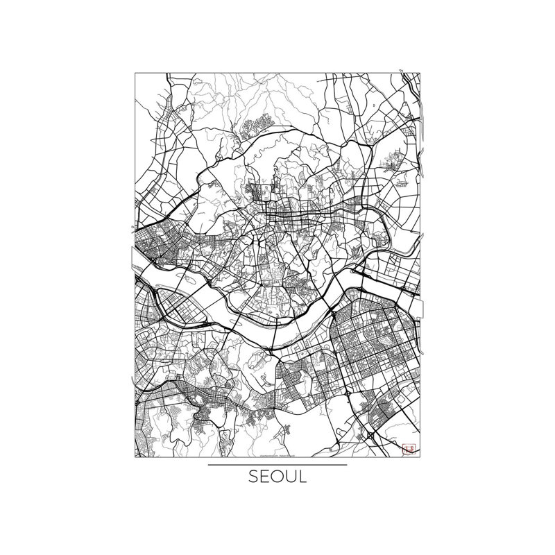 Seoul Minimal Urban Blueprint Ma by Hubert Roguski - Wrapped Canvas Print, 101.6 cm H x 66.04 cm W x 3.175 cm D