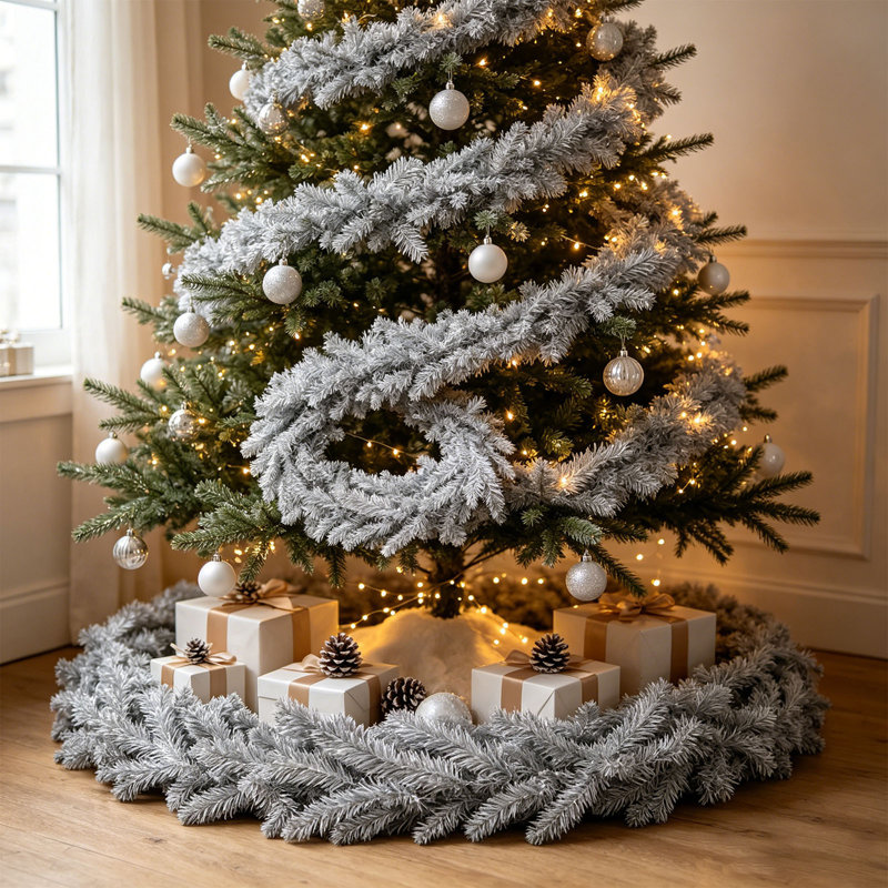 Guirlande de Noël argentée brillante pour Noël, B