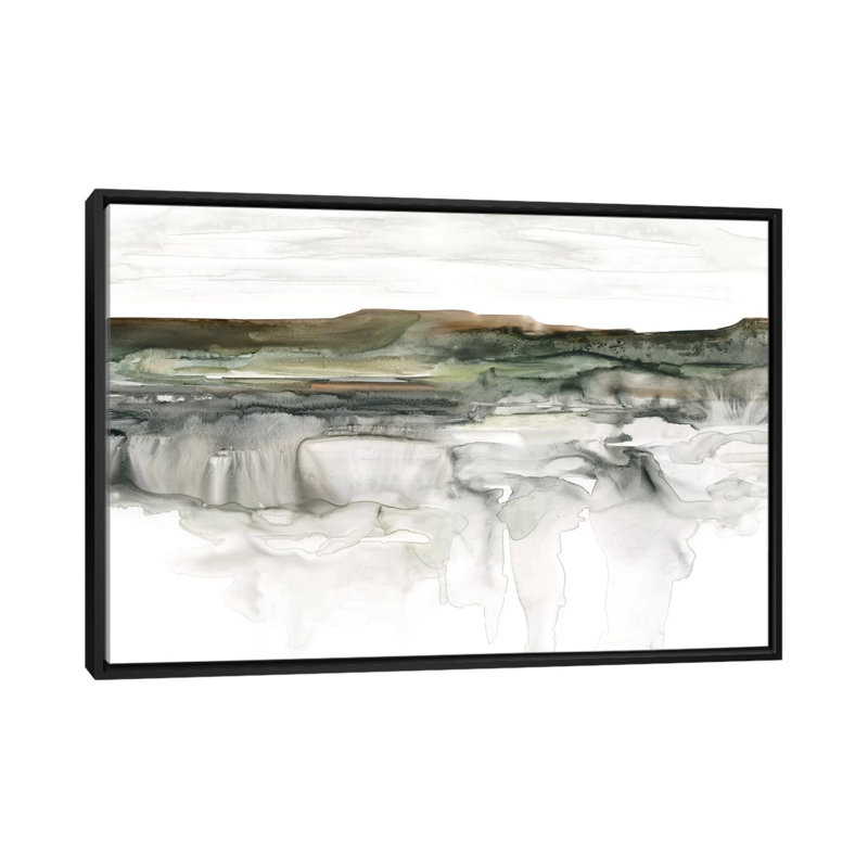 Impression de rivière Flow par Carol Robinson, Pas de tapis, H 18 po x l 26 po x P 1,5 po, Toile avec cadre noir