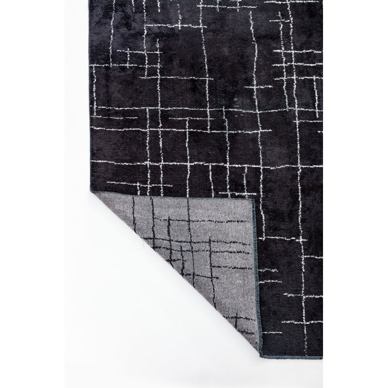 Rapture Black Cream Abstract Luxury Area Rug, Rectangle 7'10" x 9'10"