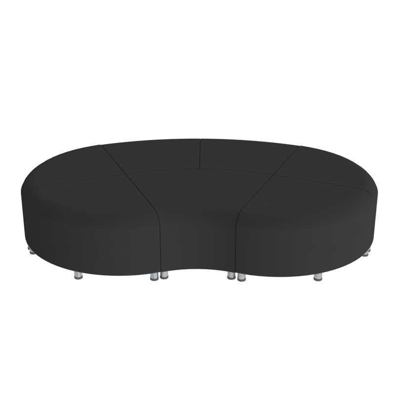 Ensemble de 7 chaises sans dossier ondulées Pro Series Connect, Noir, noir, noir, noir